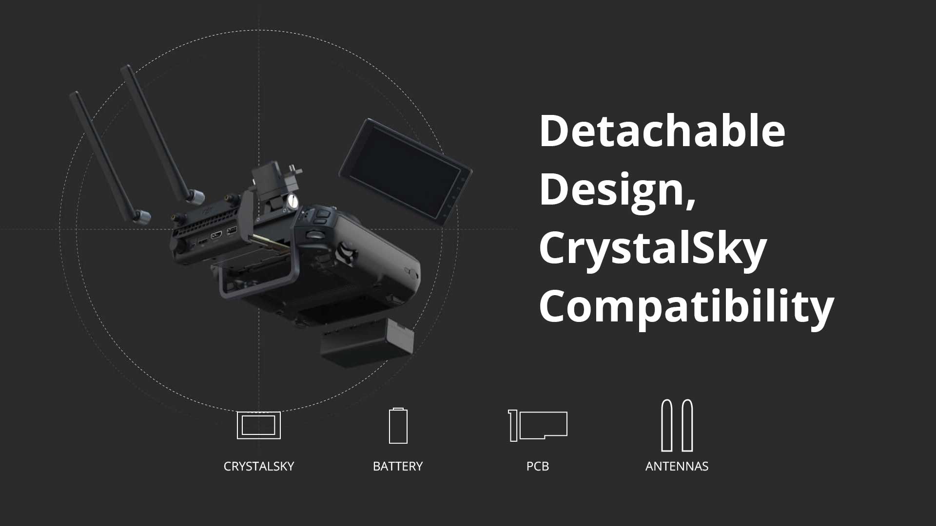 DJI Cendence Remote Controller Detachable Design and CrystalSky Compatibility