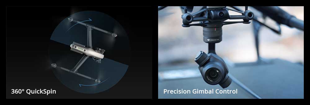 DJI Inspire 2 360 QuickSpin and Precision Gimbal Control
